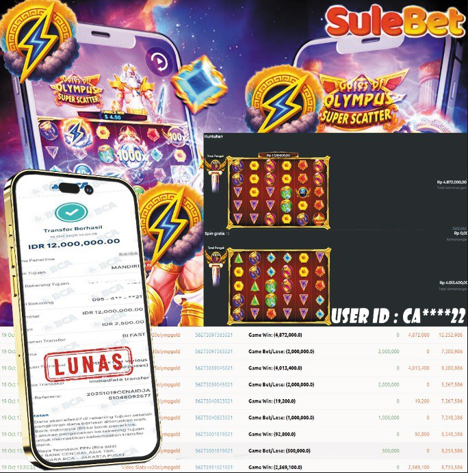 SULEBET – JACKPOT olmypus super scatter Rp.12.000.000.,- LUNAS !!!