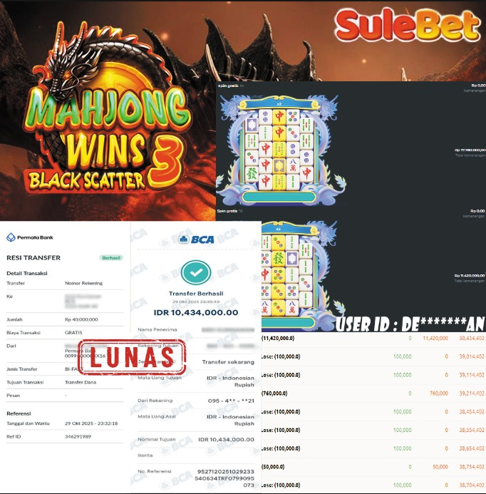 SULEBET – JACKPOT Mahjong Wins 3 - Black Scatter Rp.50.434.000.,- LUNAS !!!