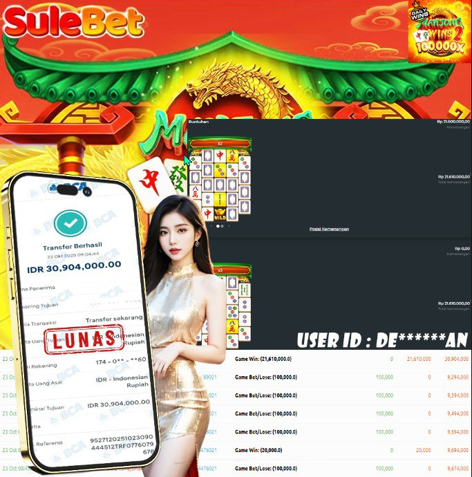 SULEBET – JACKPOT Mahjong Wins 2 Rp.30.904.000.,- LUNAS !!!