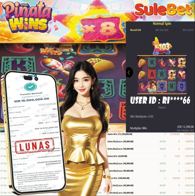 SULEBET – JACKPOT pinata wins 1000 Rp.15.000.000.,- LUNAS !!!