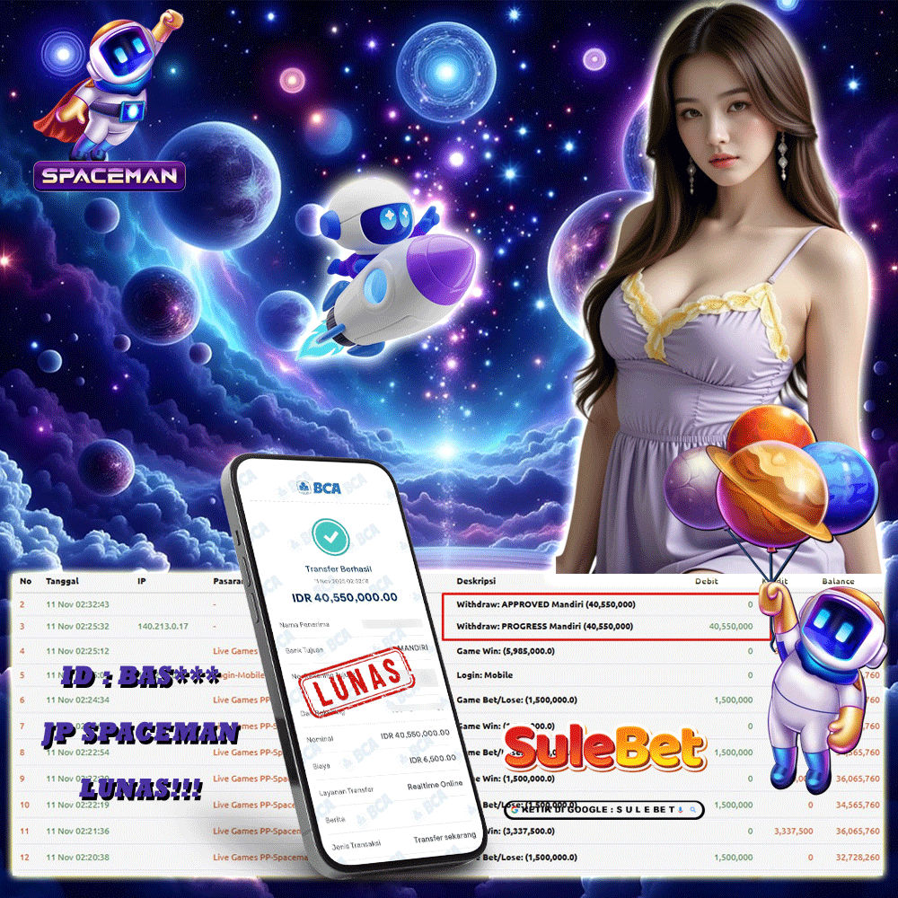 SULEBET – JACKPOT SPACEMAN. 40.550.000.,- LUNAS !!!