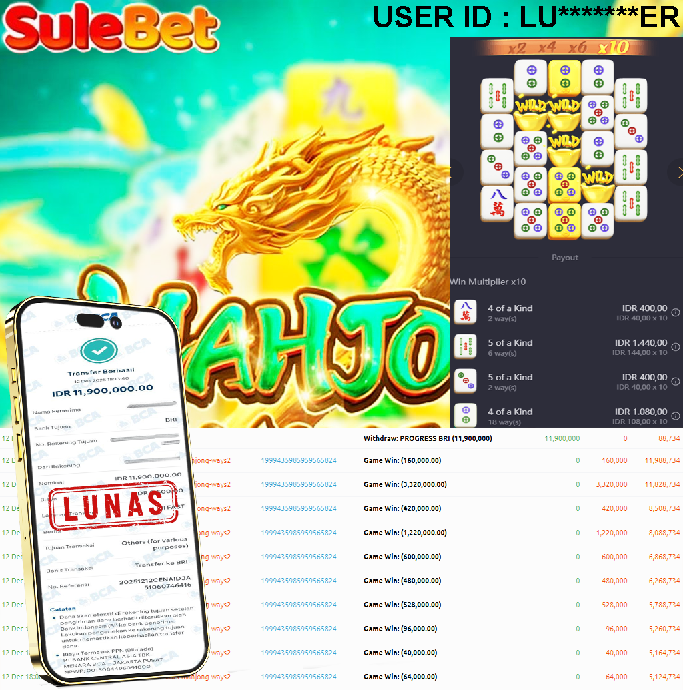 SULEBET – JACKPOT Mahjong Ways 2 Rp.11.900.000.,- LUNAS !!!