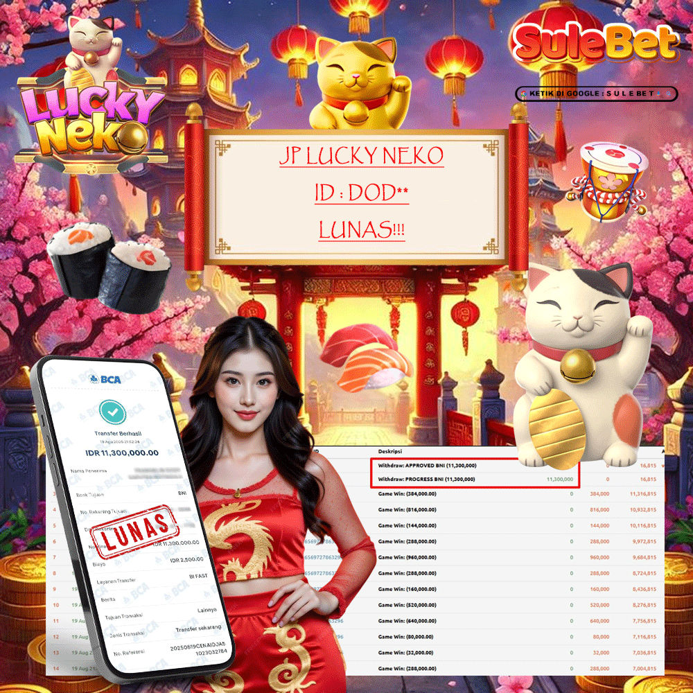 SULEBET – JACKPOT lucky neko  11.300.000.,- LUNAS !!!