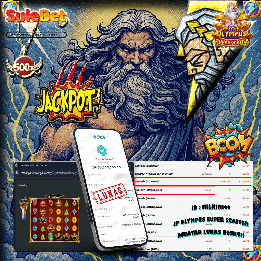 SULEBET – JACKPOT gates of olympus super scatter . 50.000.000.,- LUNAS !!!