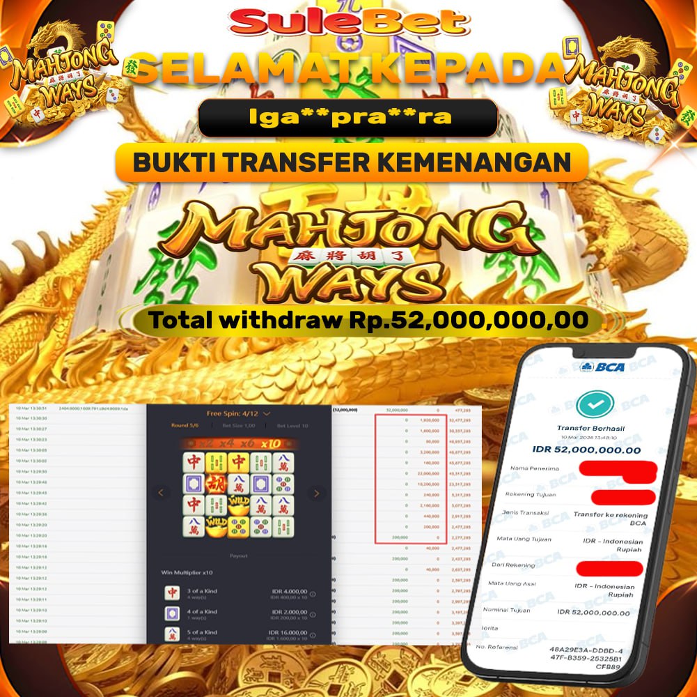 SULEBET – MAHJONG WAYS  _ PG SOFT Rp.52,000.000,- LUNAS !!!