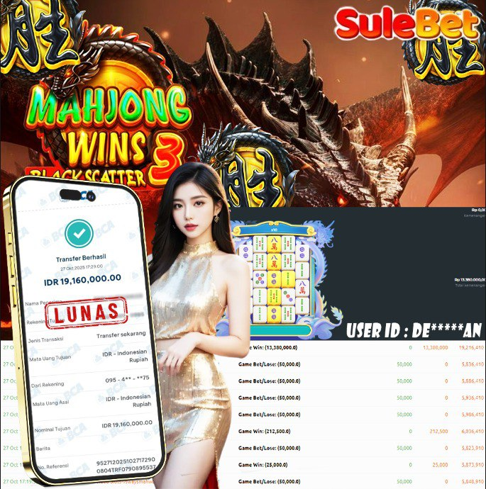 SULEBET – JACKPOT Mahjong Wins 3 Rp.19.160.000.,- LUNAS !!!