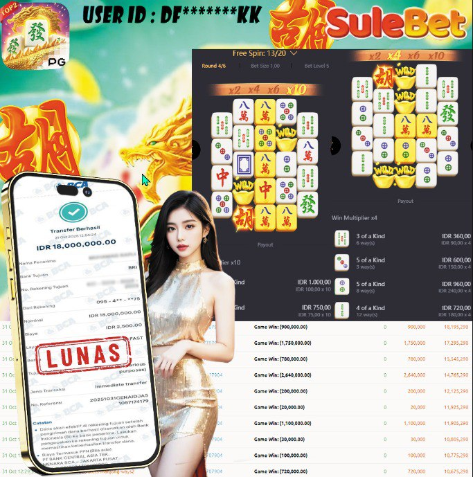 SULEBET – JACKPOT mahjong ways 2 Rp.18.000.000.,- LUNAS !!!