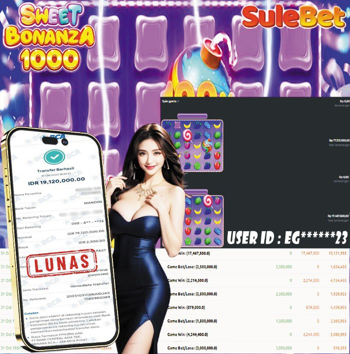 SULEBET – JACKPOT Sweet Bonanza 1000 Rp.19.120.000.,- LUNAS !!!