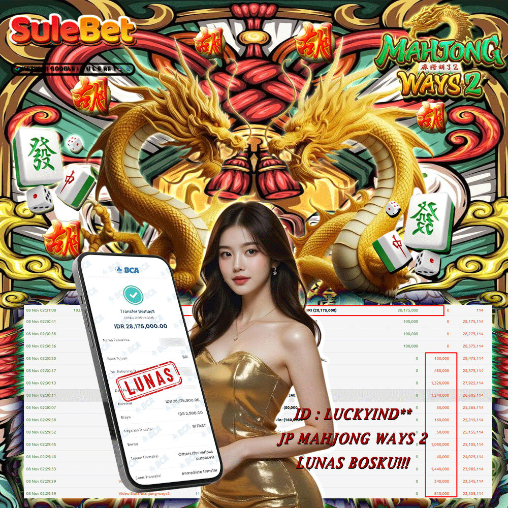 SULEBET – JACKPOT mahjong ways 2       28.175.000.,- LUNAS !!!