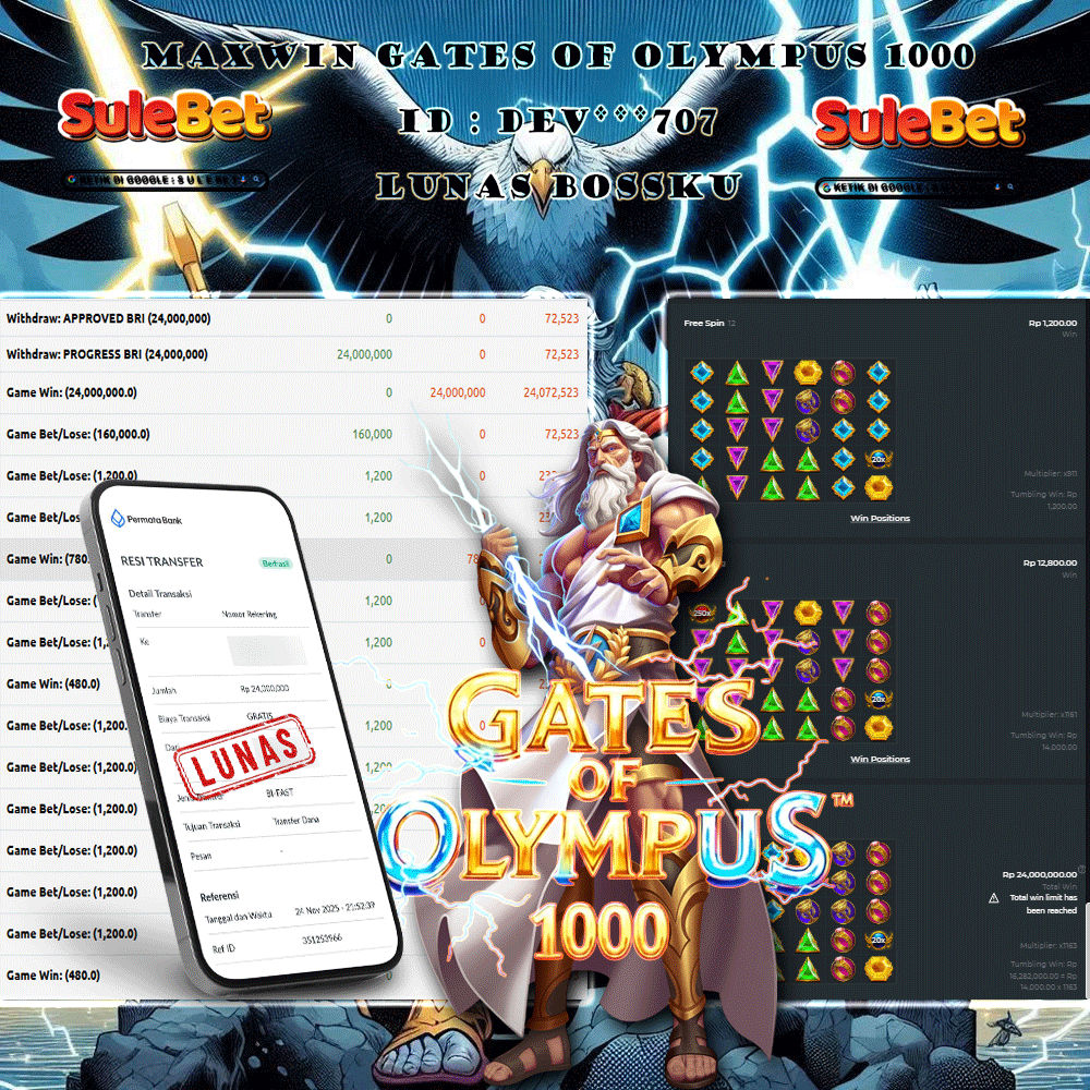 SULEBET – JACKPOT gates of olympus 1000. 24.000.000.,- LUNAS !!!